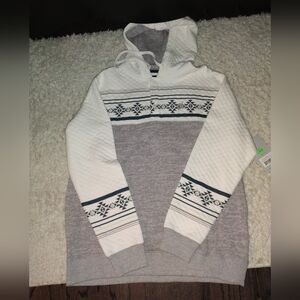 Women's White and Gray  Hooey Hooded Sweater